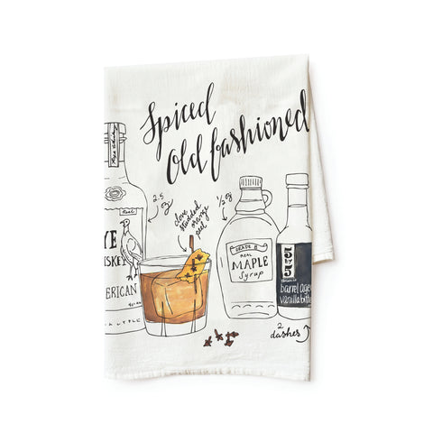 Old Fashioned Cocktail Tea Towel