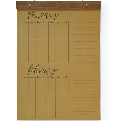 Big Write-In Calendar Refill Pages (Kraft or Black)