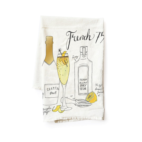French 75 Classic Cocktail Tea Towel